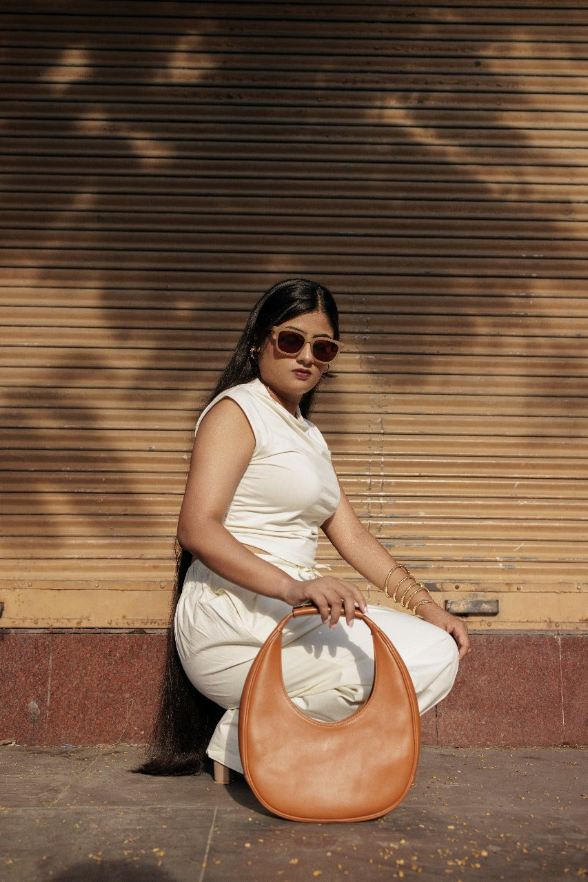 The Solara Crescent Bag - Sculpted In Sunlight