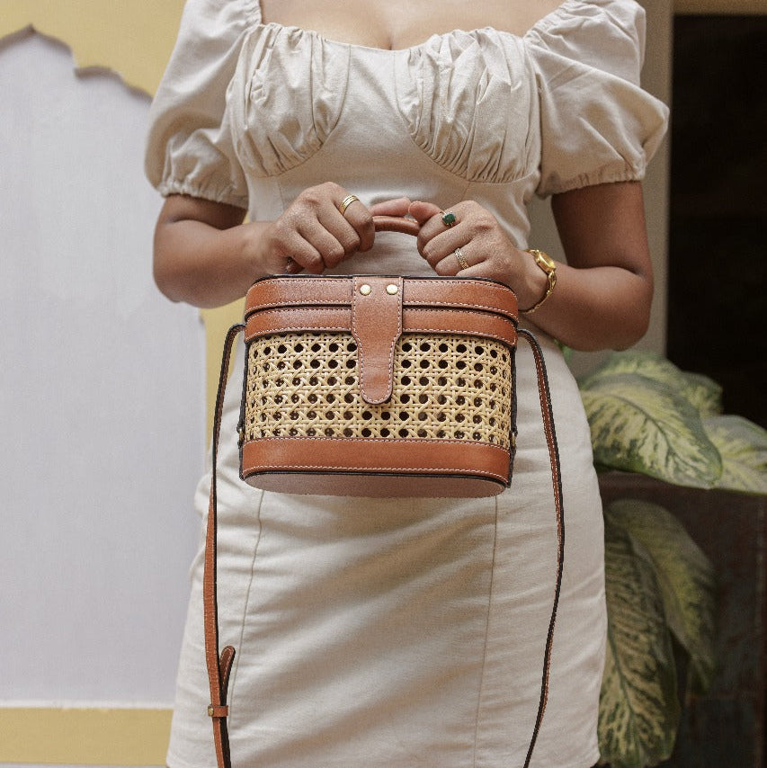 The Luma Cane Box Bag - Handwoven Radiance